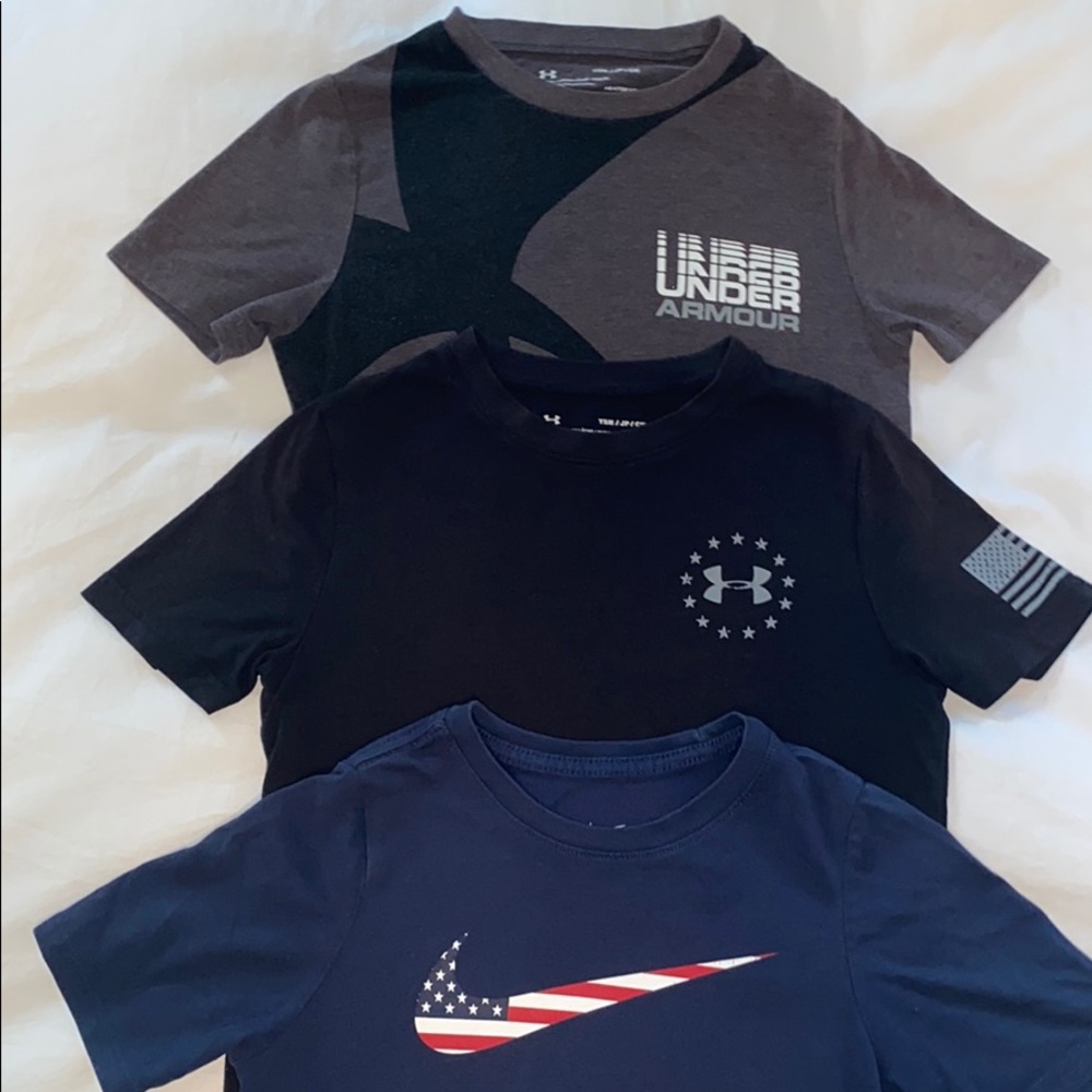 Bundle of boys nike and under armour tee shirts